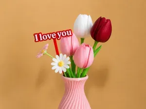 Flower Pin for Bouquets / Cake Topper - I love you