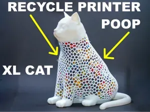 Large cat poop recycling voronoi art decor V2