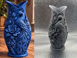 Peacock Floral Vase Deep Blue Elegant Home Decor