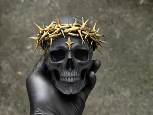 The Thorned King – Gothic Skull Crown of Thorns
