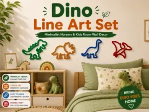 Dino Line Art Set – Minimalist Kids Room Decor