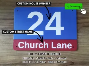 Customizable House Number & Street Sign