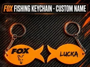 FOX Fishing Keychain with Customizable Name