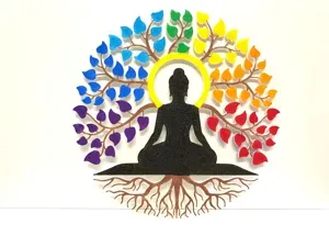 Buddha under the colored tree