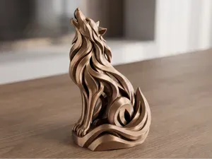 Howling Wolf Sculpture – Minimalist Modern Decor