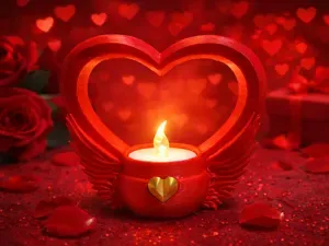 Heart Tealight Holder with Wings - Valentine's Day