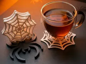 Spider Web Coasters with Spider Holder