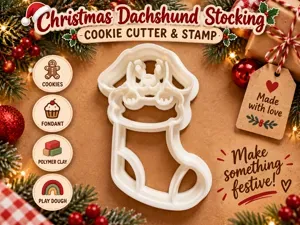 Christmas Dachshund Stocking Cookie Cutter & Stamp