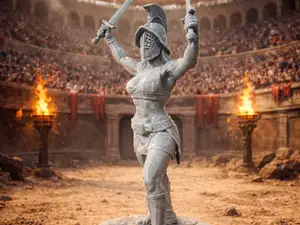 Gladiatorin mit Doppelschwert