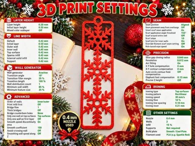 Christmas Snowflake Triple Snowflake Bookmark — Фото 11 из 11