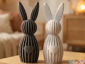 Modern Striped Easter Bunny (2 Ear Styles)