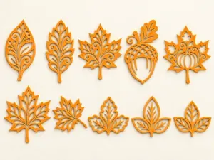 Autumn Leaves & Acorn – 10 Filigree Decorations
