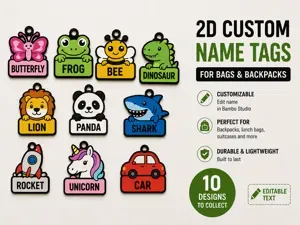A set of customizable 2D Bag & Backpack Tags
