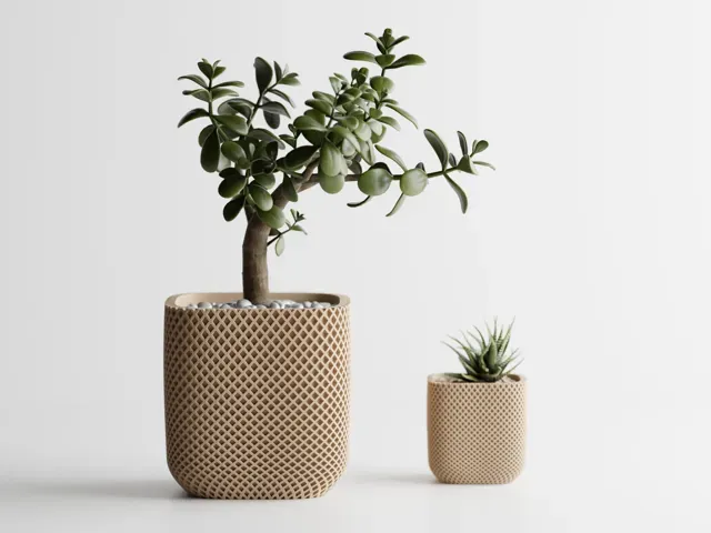 Plant Pot double Rib rounded cube — Фото 2 из 8
