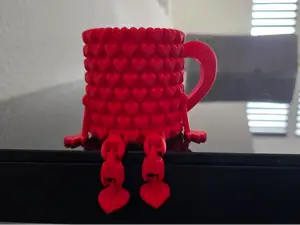 Heart Mug, cup with articulated legs, 4 plate