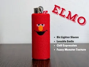 Bloodshot Elmo Bic Lighter Sleeve for AMS