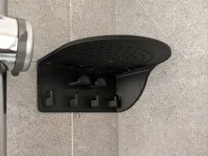 Shower Angle Shelf with Hooks and Razor Holder