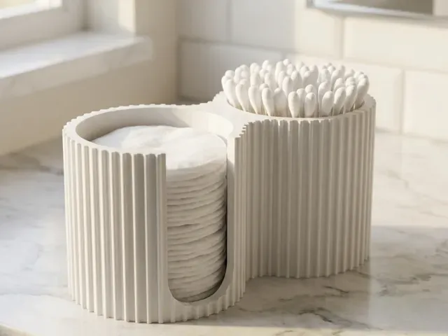 Pads & Swabs Holder Ribbed Bath Organizer