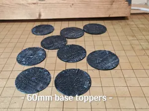 9 Rock Strewn Mud Base Toppers for 60mm Bases