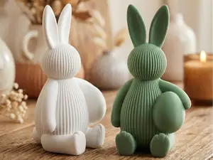 Ribbed Bunny with Egg ♡ - Modern Easter Decor