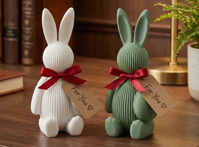 Ribbed Bunny with Egg ♡ - Modern Easter Decor — Image 2 of 5