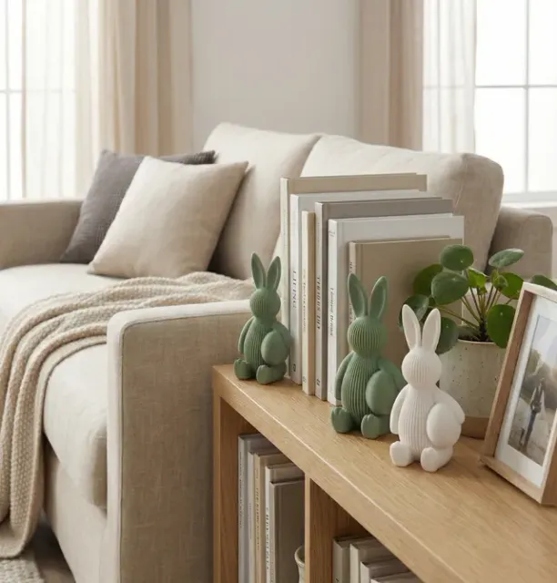 Ribbed Bunny with Egg ♡ - Modern Easter Decor — Image 3 of 5