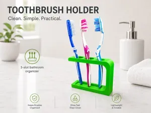3-Slot Toothbrush Holder–Simple Bathroom Organizer