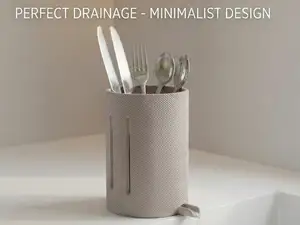 Self-Draining 3D Cutlery Drainer with Inclined