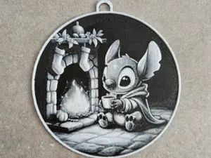 Stitch fireplace Christmas Ornament