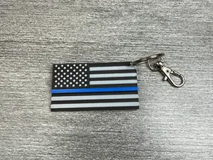Police Blue Line Flag Keychain