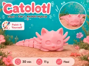 Catolotl Cute Flexi Cat Axolotl Hybrid Articulated