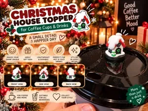 Cute Gingerbread House & Drink Cup Lid Topper