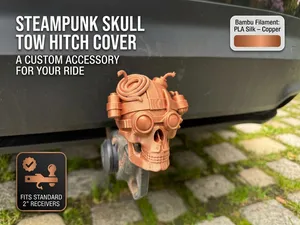 Steampunk Skull Tow Hitch Cover