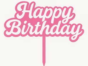 Pink Happy Birthday Cake Topper – Girly
