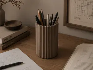 Japandi Modern Ribbed Pencil Holder / Organizer