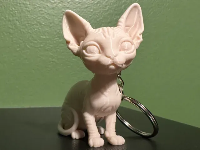 Porte-clés Figurine Chat Sphynx Détaillé Miniature