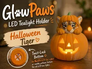 Tiger GlowPaws Tealight Holder Pumpkin