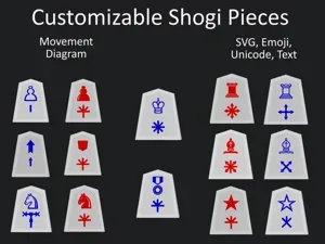 Customizable Shogi Pieces- SVG/Unicode/Emoji/Text