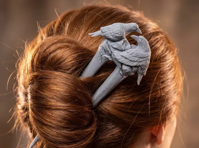 Twin Raven Hair Fork - Hair Pin & Cosplay — Image 9 of 9