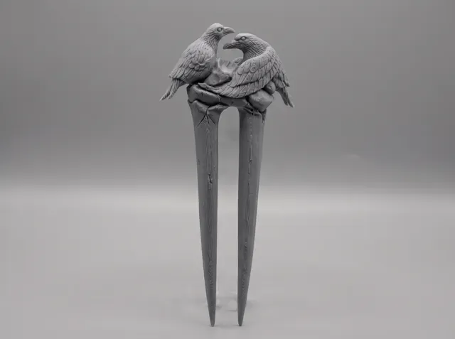 Twin Raven Hair Fork - Hair Pin & Cosplay — Image 2 of 9
