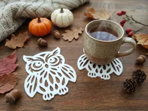 Cute Owl Coaster – Autumn Table Decoration