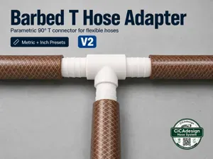 Parametric Barbed T Hose Adapter V2 - Metric+Inch