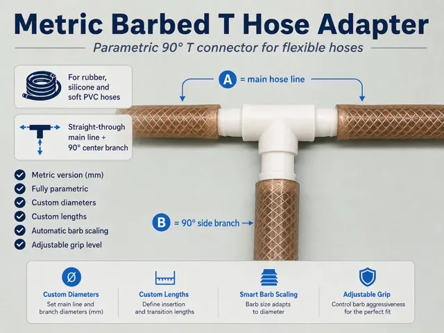 Parametric Barbed T Hose Adapter V2 - Metric+Inch — Фото 3 из 10