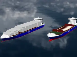 Floating Type 165 fictional Container Feeder Ship