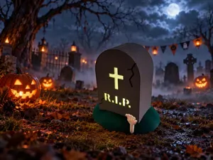 Tombstone Lantern with Skeleton Hand | Halloween