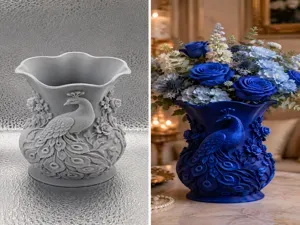 Royal Peacock Rose Decorative Flower Vase