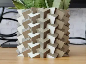 Pyrite Cube Crystal Plant pot Planter - Vase mode