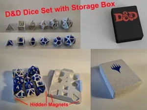 D&D Dice set with Box D4, D6, D8, D10, D12 and D20