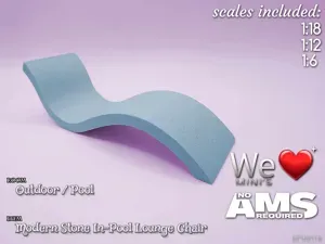 Modern Stone In-Pool Lounge Chair 1:12 1:18 1:6