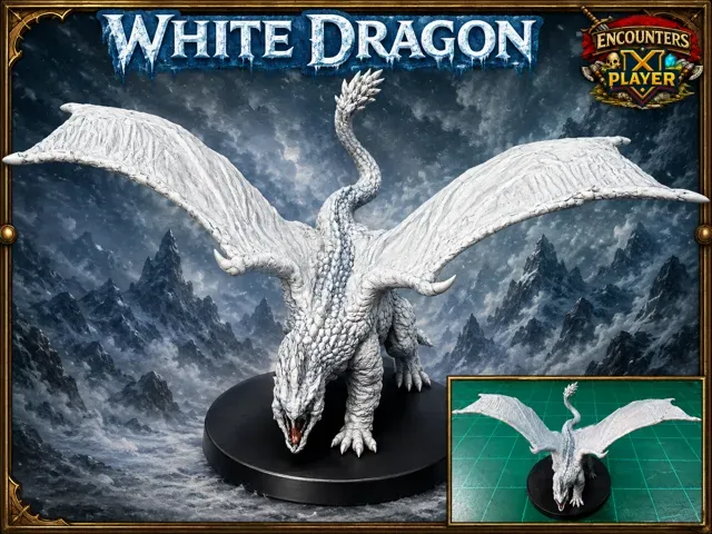 Young White Dragon: DnD D&D Pathfinder Mini